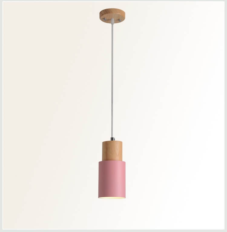 Cylinder Pendant Light - Nordic Style - Wood & Iron Accent Lighting - Image 8