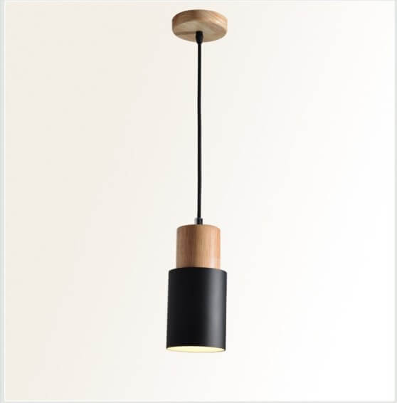 Cylinder Pendant Light - Nordic Style - Wood & Iron Accent Lighting - Image 9