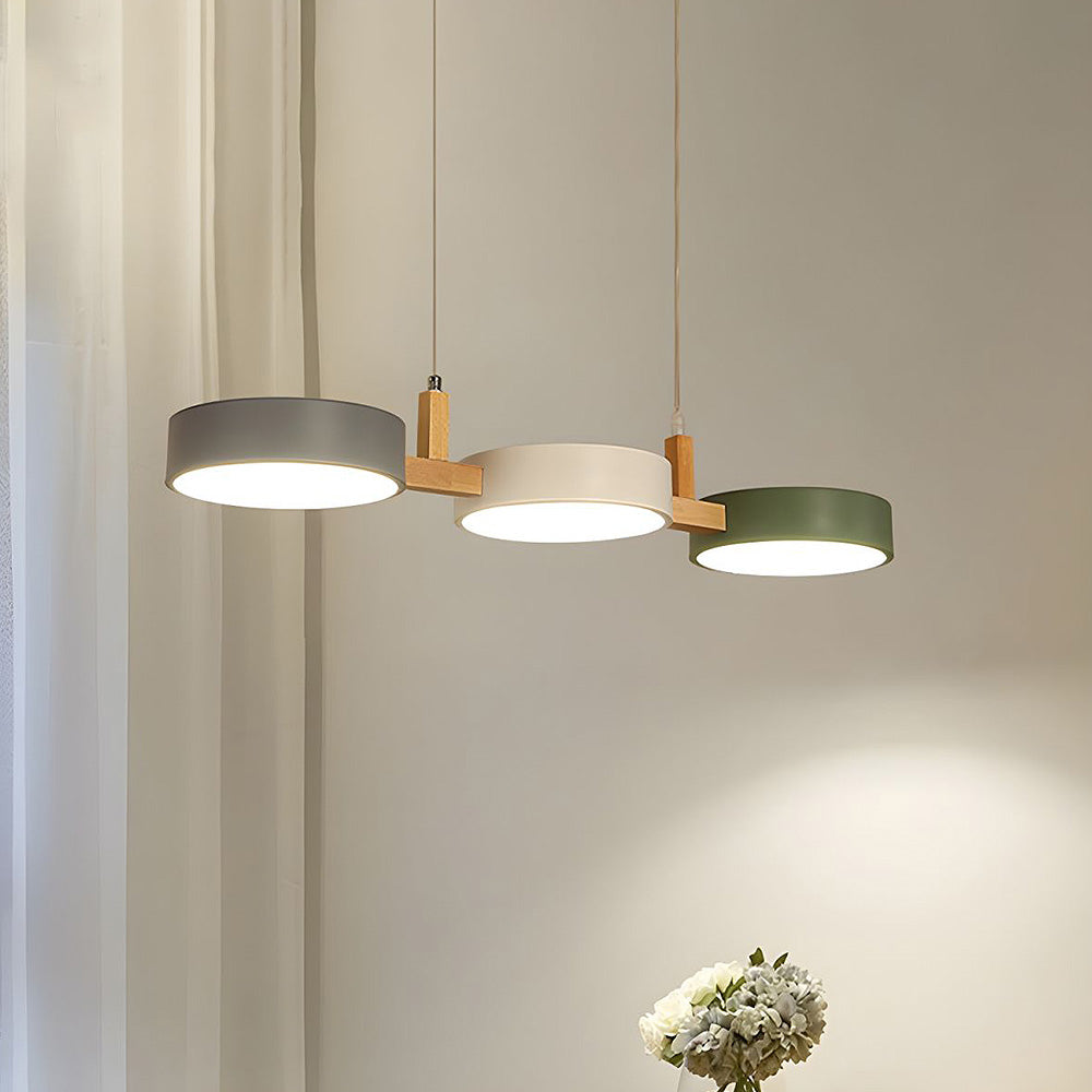 Cylinder Pendant Light - Wooden Accent - Modern Island Lighting for Dining Room - Image 2