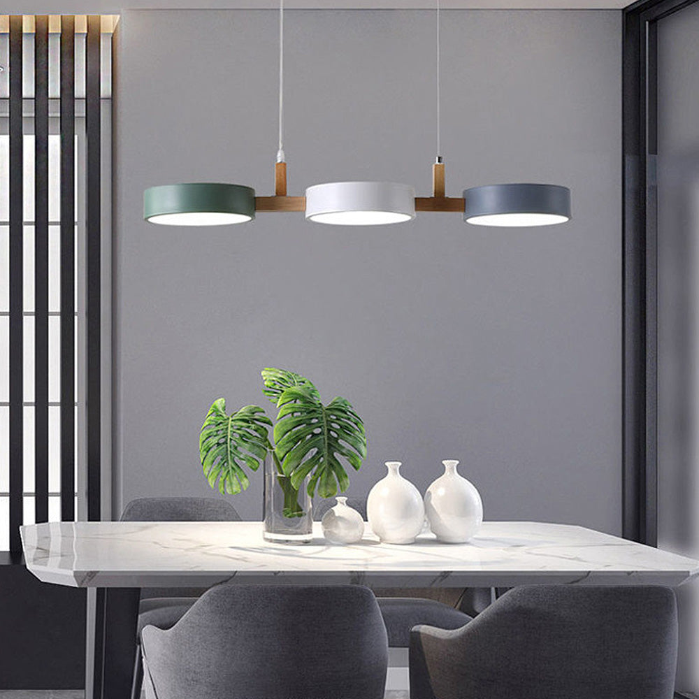 Cylinder Pendant Light - Wooden Accent - Modern Island Lighting for Dining Room - Image 3