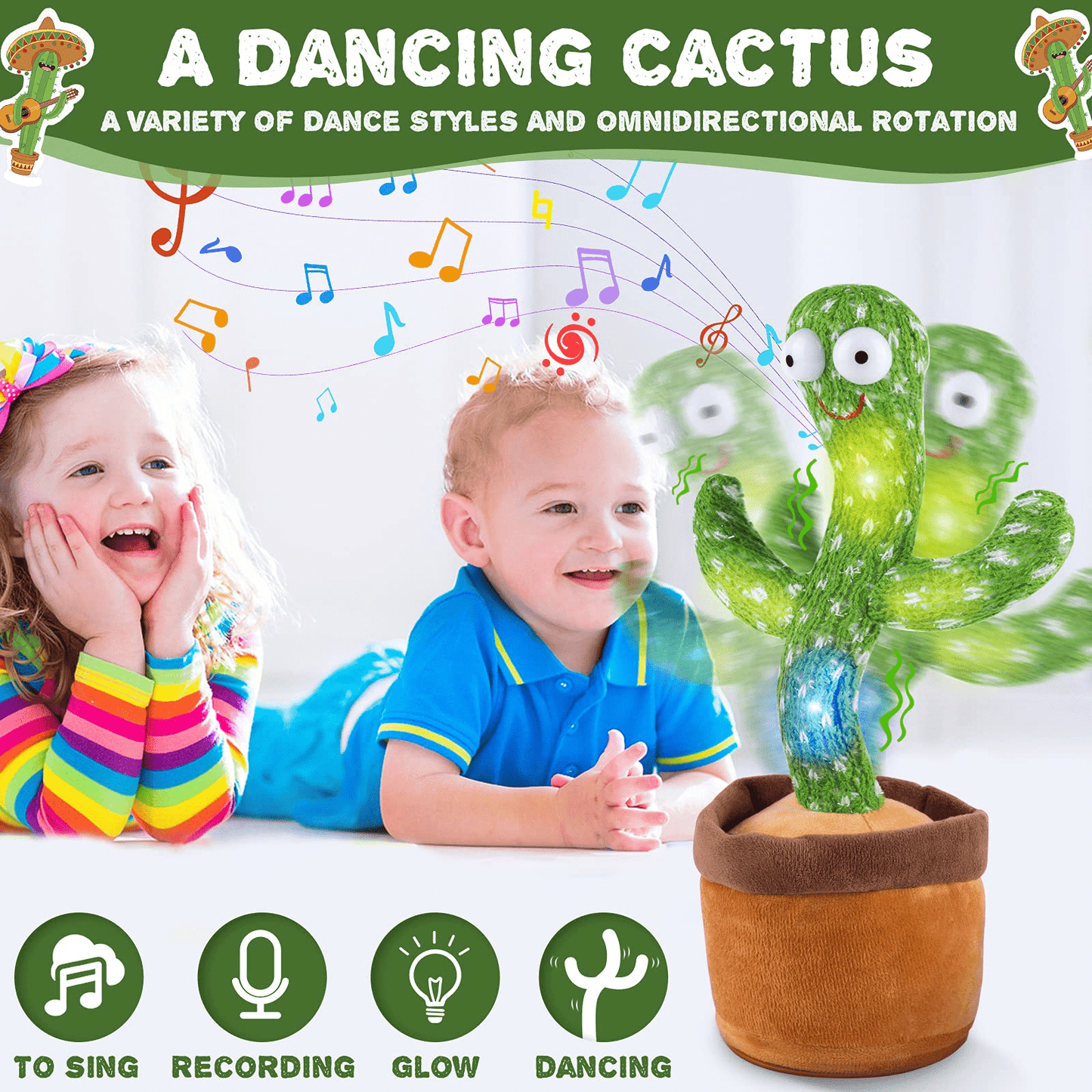Dancing & Singing Cactus with 120 Songs (Can Also Repeat What You Say)