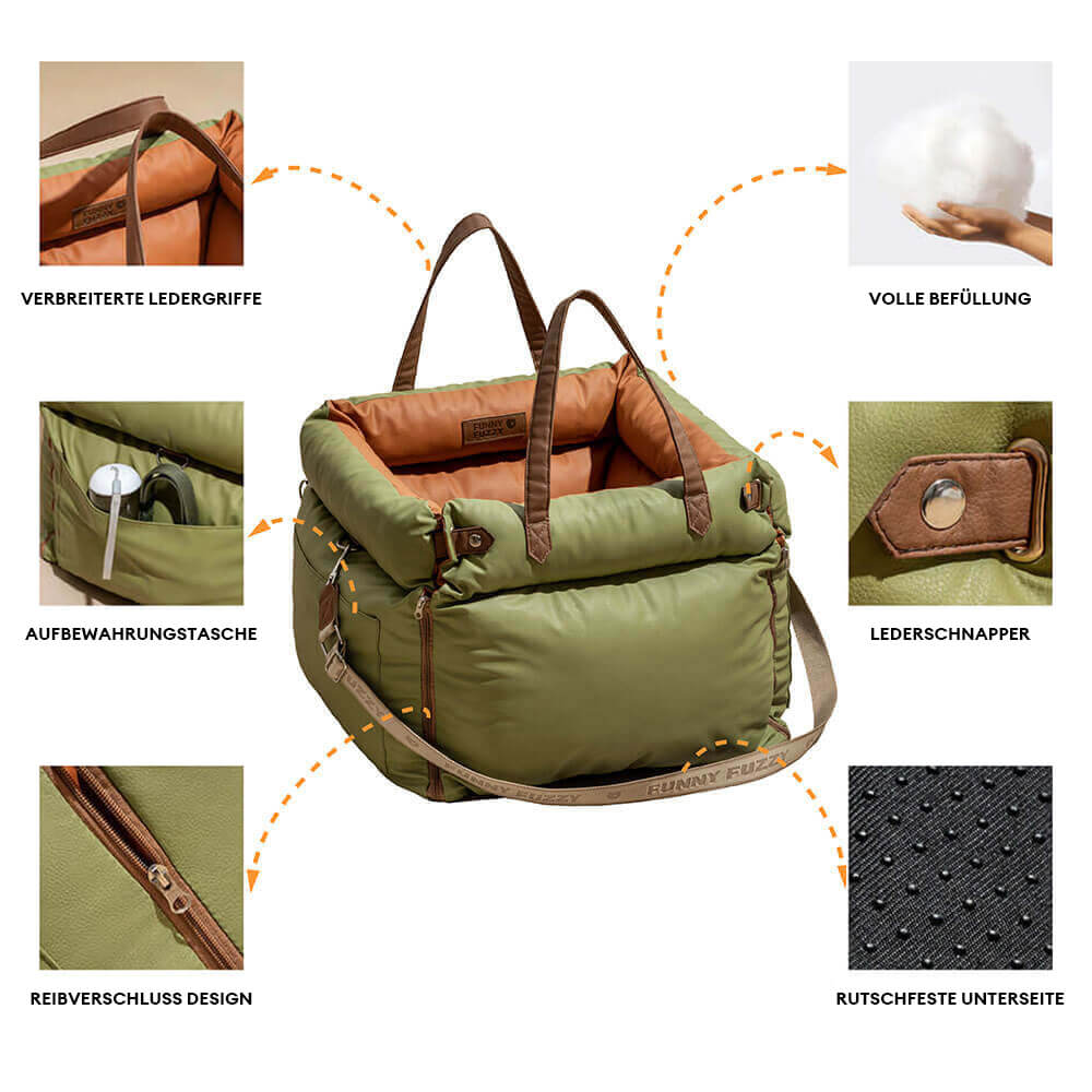 Deluxe Dog Car Seat - Faux Leather Comfort | Urban Voyager