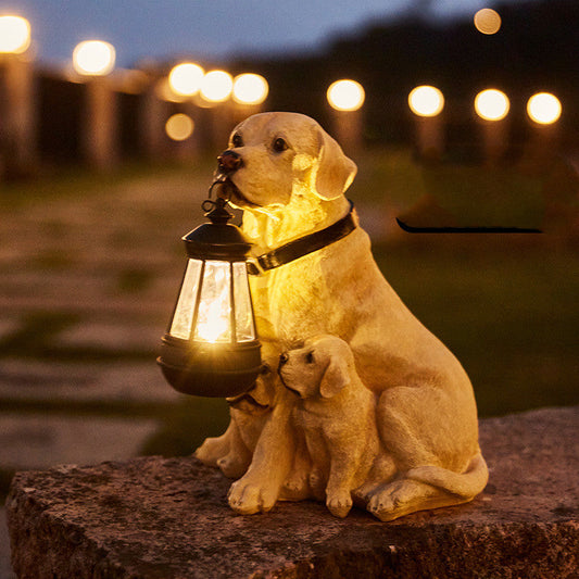 Dog Sculpture Solar Lantern - Outdoor LED Garden Statue - Decorative Pet Lighting - Image 1