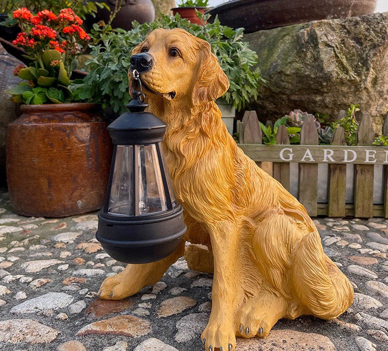 Dog Sculpture Solar Lantern - Outdoor LED Garden Statue - Decorative Pet Lighting - Image 3