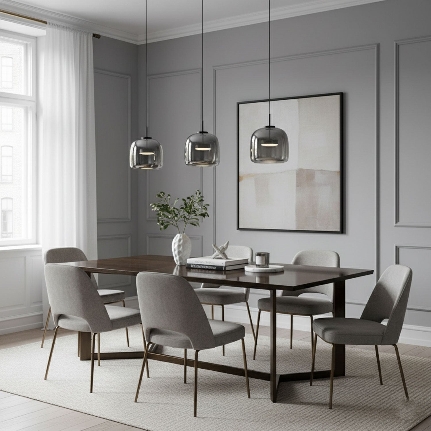 Dome Pendant Light - Smoked Glass - Modern Elegant Lighting - Image 5