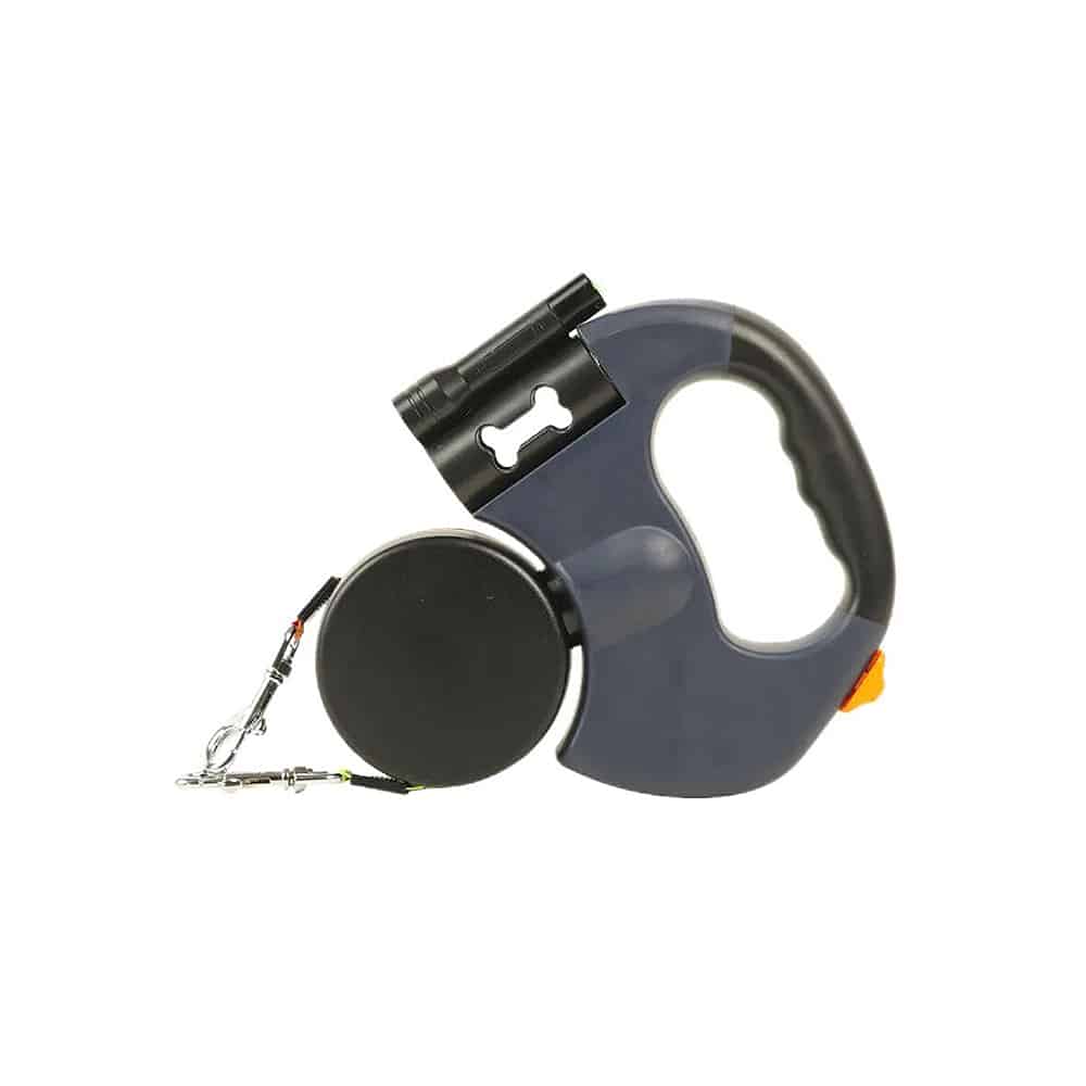 Double Dog Leash with Built-in LED Light and Dog Bag Holder