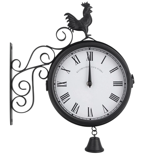 Double-Sided Iron Wall Clock - Rooster Decor - Vintage Style - For Living & Work Spaces - Image 1