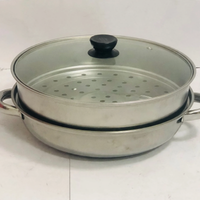 Double-Walled Stainless Steel Soup Pot with Glass Lid
