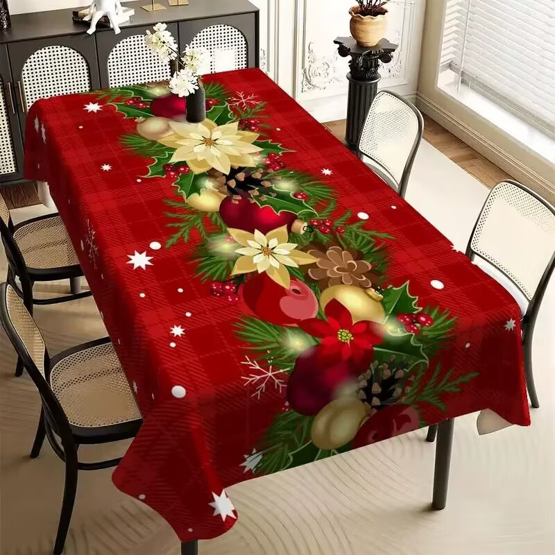 Durable Rectangular Christmas Tablecloth