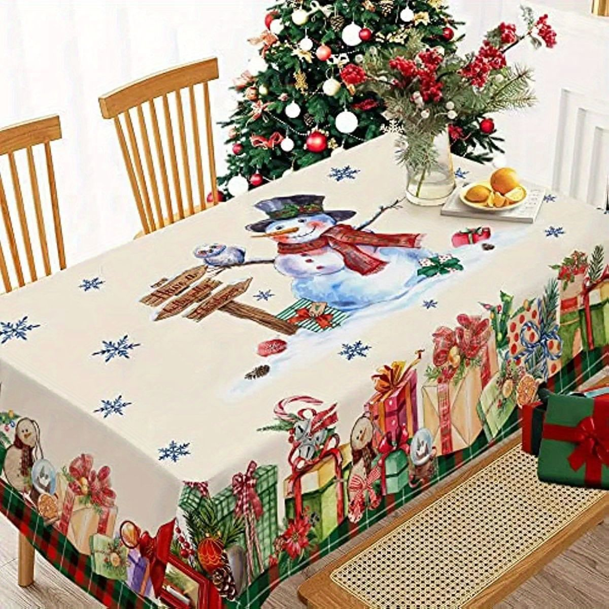 Durable Rectangular Christmas Tablecloth
