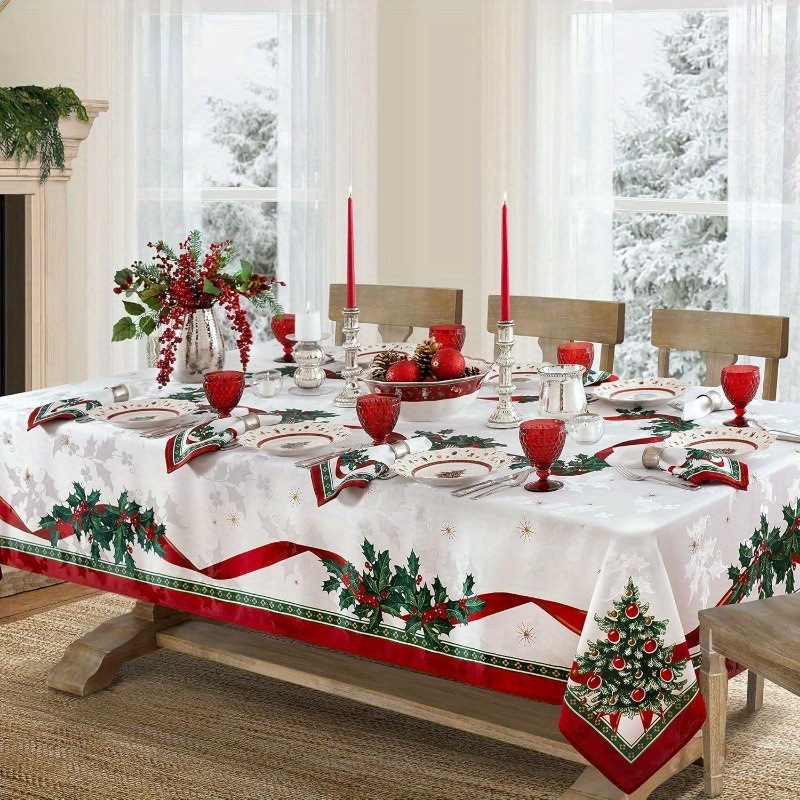 Durable Rectangular Christmas Tablecloth