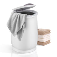 Electric Towel Warmer - Freestanding Cylinder Design - Holds Multiple Towels & Robes - White Finish
