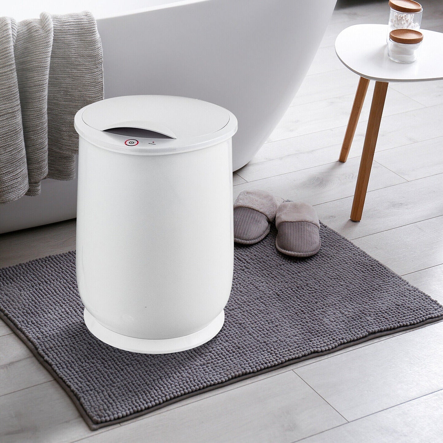 Electric Towel Warmer - Freestanding Cylinder Design - Holds Multiple Towels & Robes - White Finish - Image 3