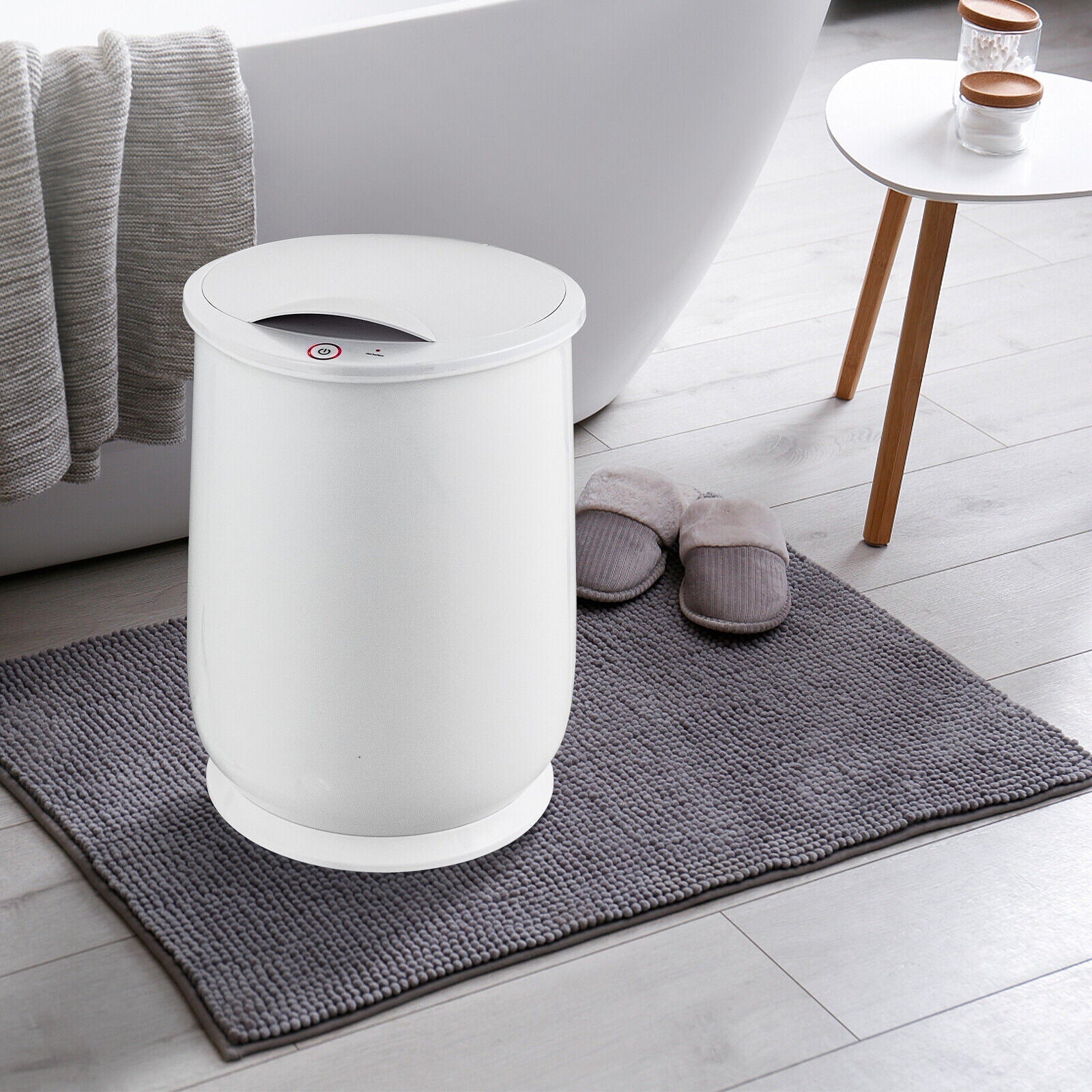 Electric Towel Warmer - Freestanding Cylinder Design - Holds Multiple Towels & Robes - White Finish - Image 3