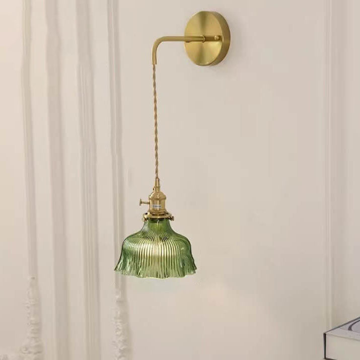 Elegant Brass & Glass Wall Sconce - Stylish Floral Wall Light - Image 2