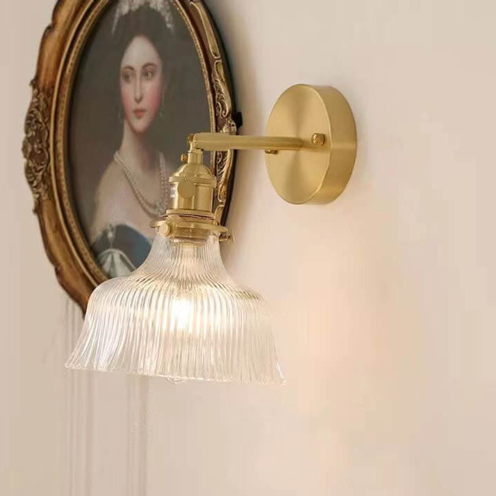 Elegant Brass & Glass Wall Sconce - Stylish Floral Wall Light - Image 3