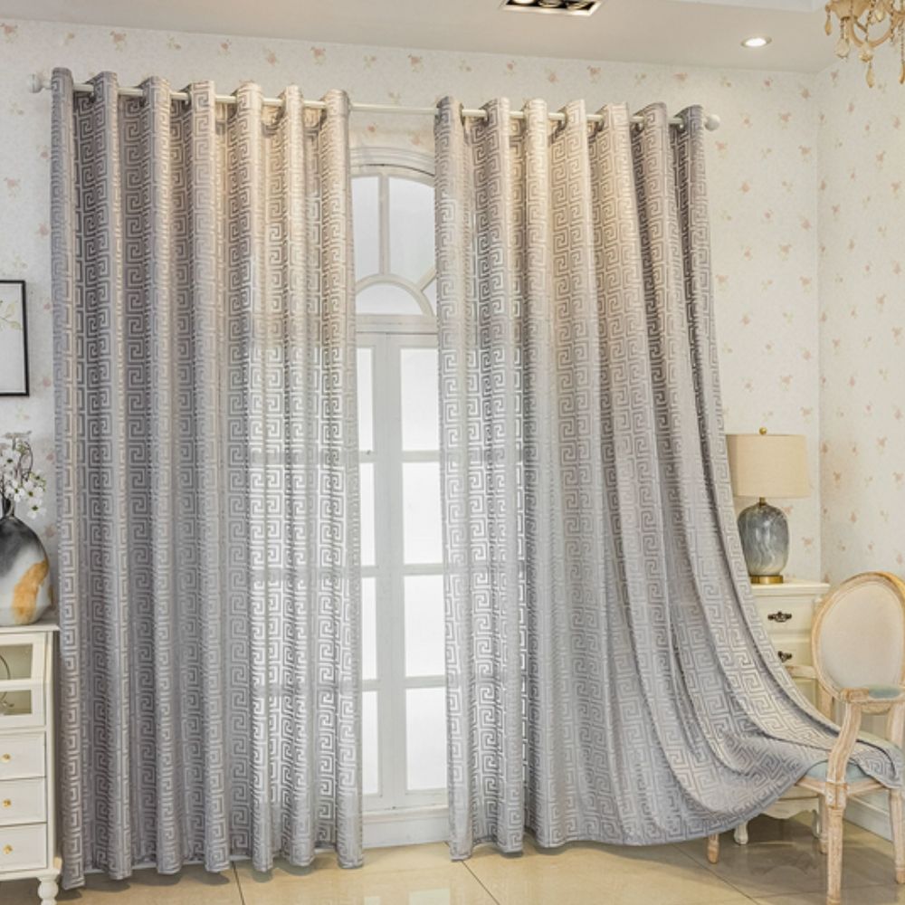 Elegant Embroidered Curtain - Maze Pattern - Light Filtering Window Treatment - Image 7