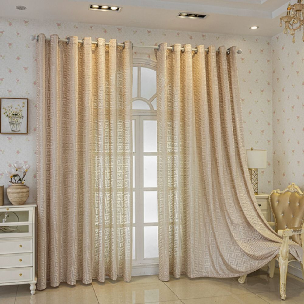 Elegant Embroidered Curtain - Maze Pattern - Light Filtering Window Treatment - Image 8