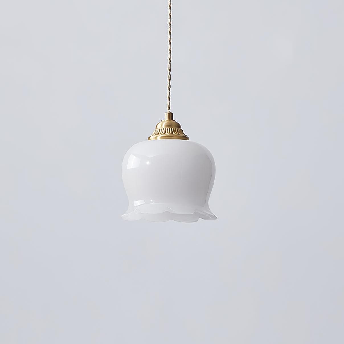 Elegant Glass Petal Pendant Light - Resin & Wrought Iron Fixture - Stylish Hanging Lamp - Image 6
