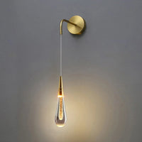 Elegant Glass Raindrop Wall Sconce - Modern LED Lighting - Iron Fixture