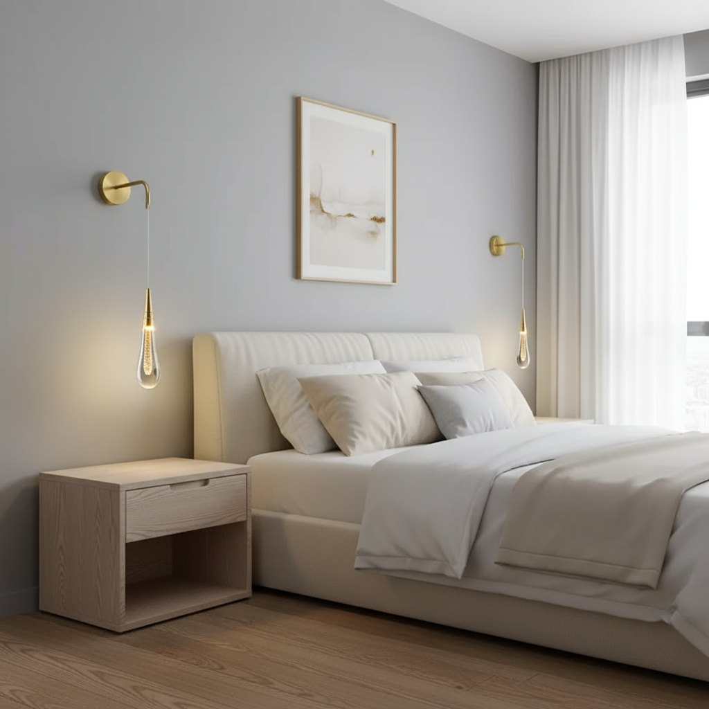 Elegant Glass Raindrop Wall Sconce - Modern LED Lighting - Iron Fixture - Image 2