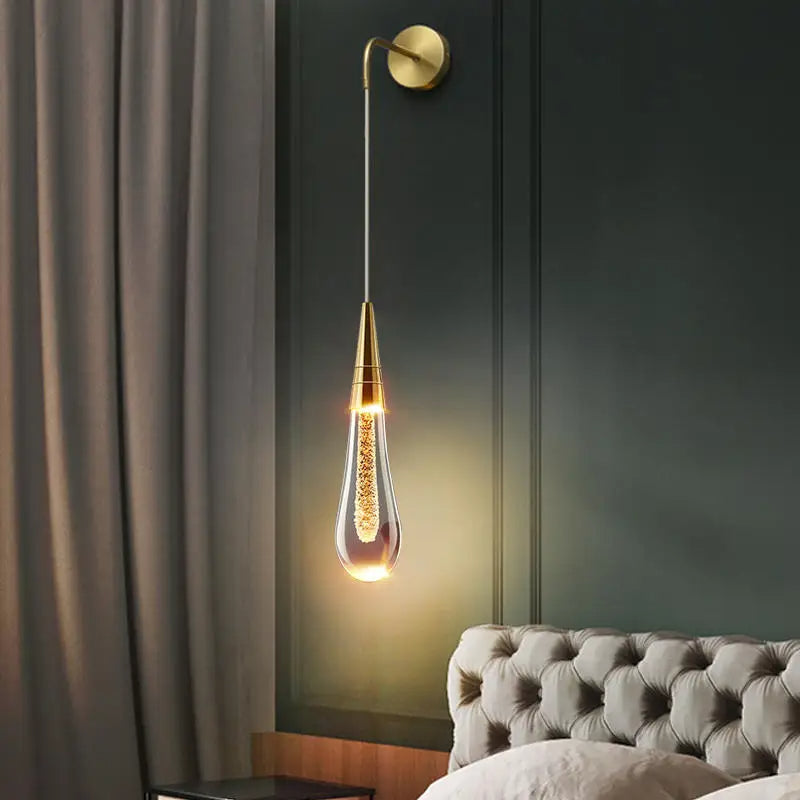 Elegant Glass Raindrop Wall Sconce - Modern LED Lighting - Iron Fixture - Image 3