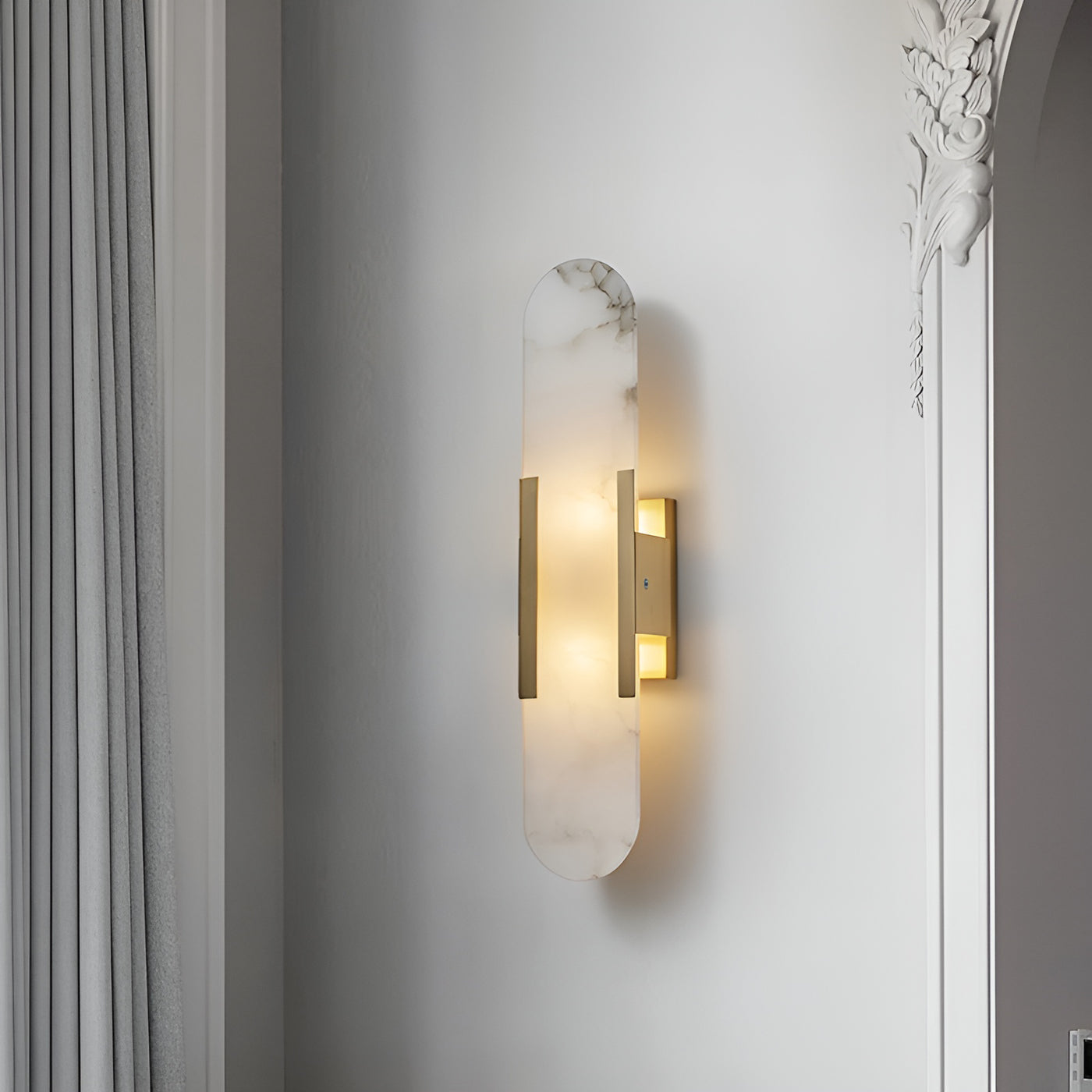 Elegant Marble Wall Sconce - Modern 2-Light Wall Lamp - Stylish Lighting Fixture - Image 2
