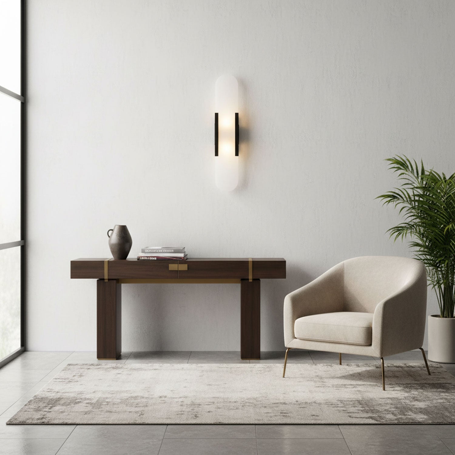 Elegant Marble Wall Sconce - Modern 2-Light Wall Lamp - Stylish Lighting Fixture - Image 3