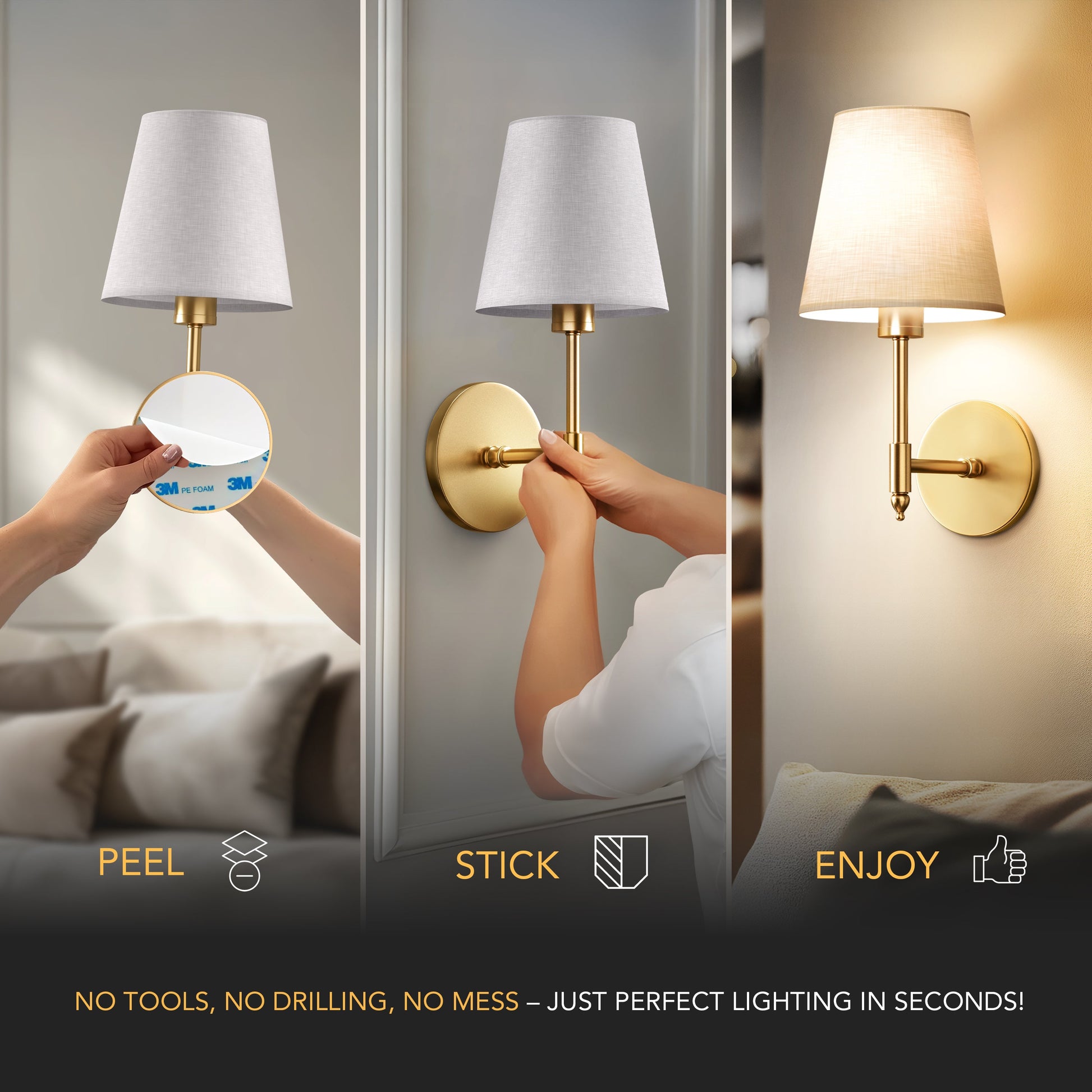 Elegant Metal Wall Sconce - Wireless Lighting Fixture - Modern Style - Image 3