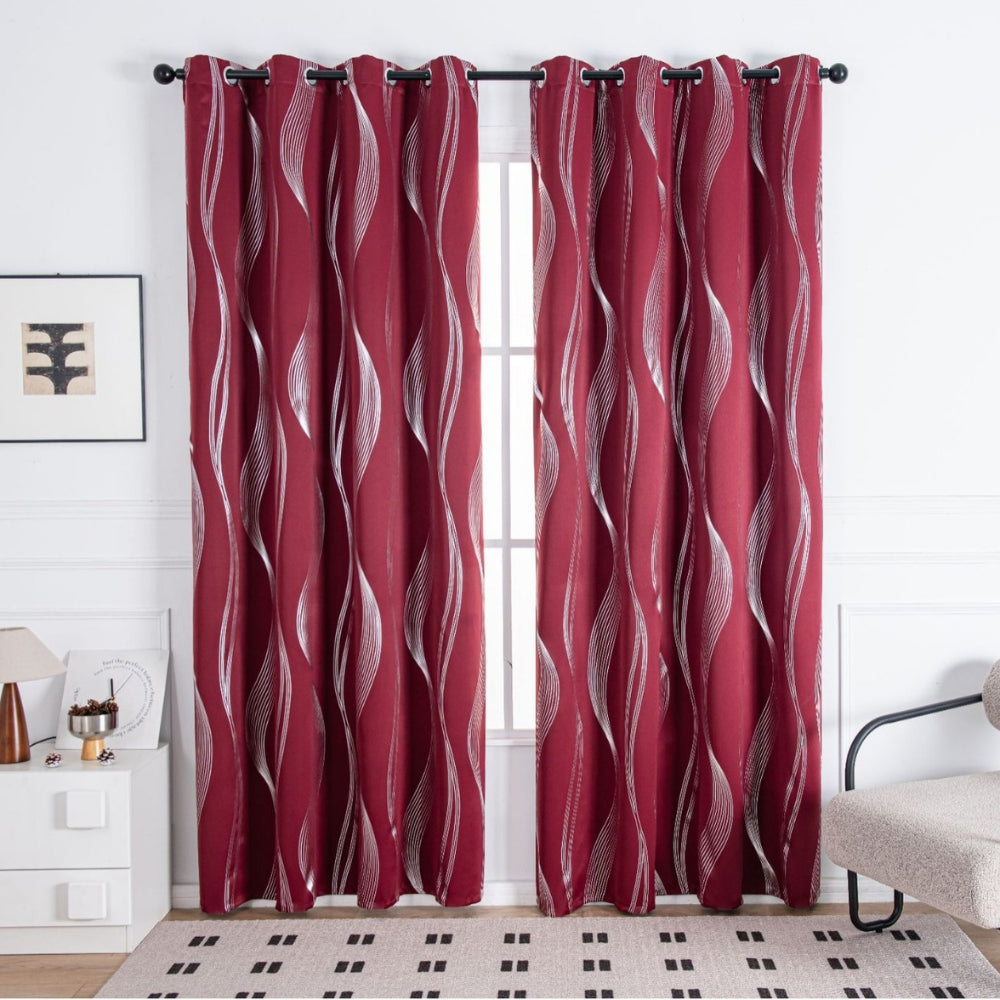Elegant Wave Pattern Curtain - Blackout - Geometric Print - Room Darkening - Casa & Beyond - Image 1