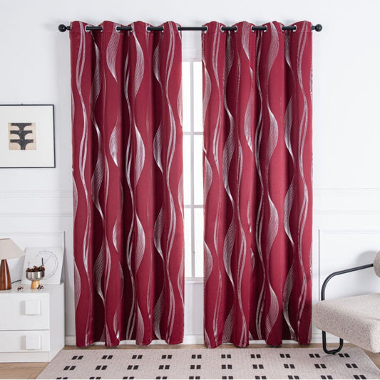 Elegant Wave Pattern Curtain - Blackout - Geometric Print - Room Darkening - Casa & Beyond - Image 1