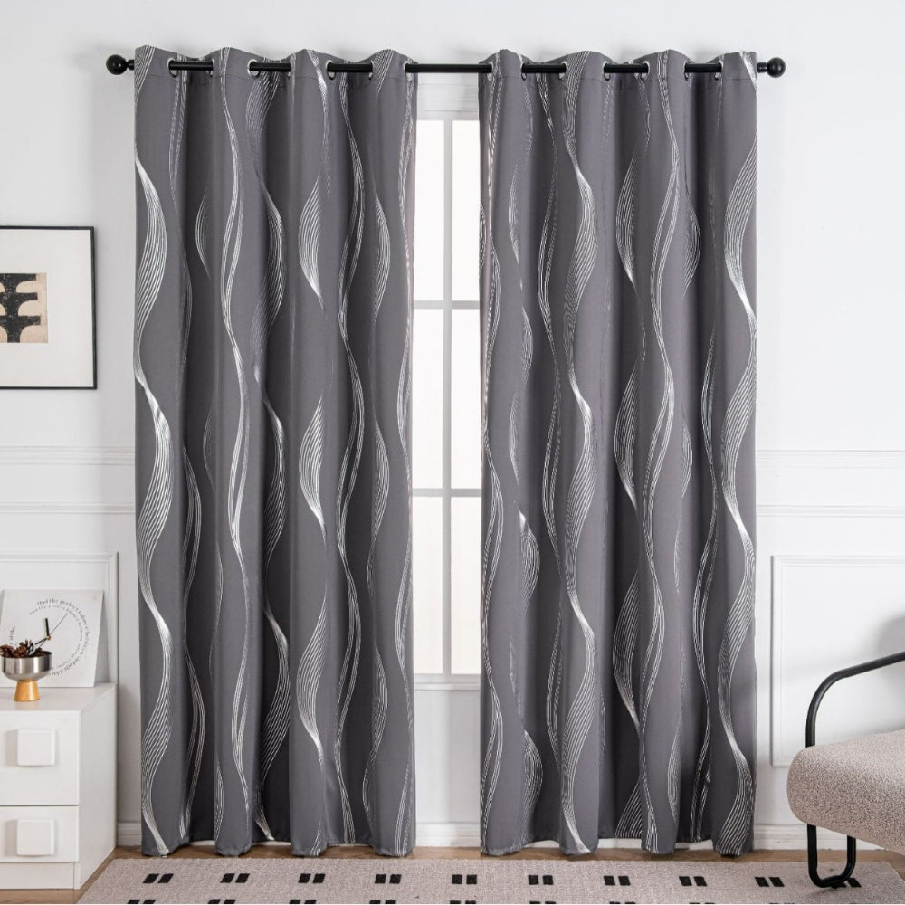 Elegant Wave Pattern Curtain - Blackout - Geometric Print - Room Darkening - Casa & Beyond - Image 2