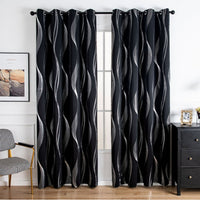 Elegant Wave Pattern Curtain - Blackout - Geometric Print - Room Darkening - Casa & Beyond