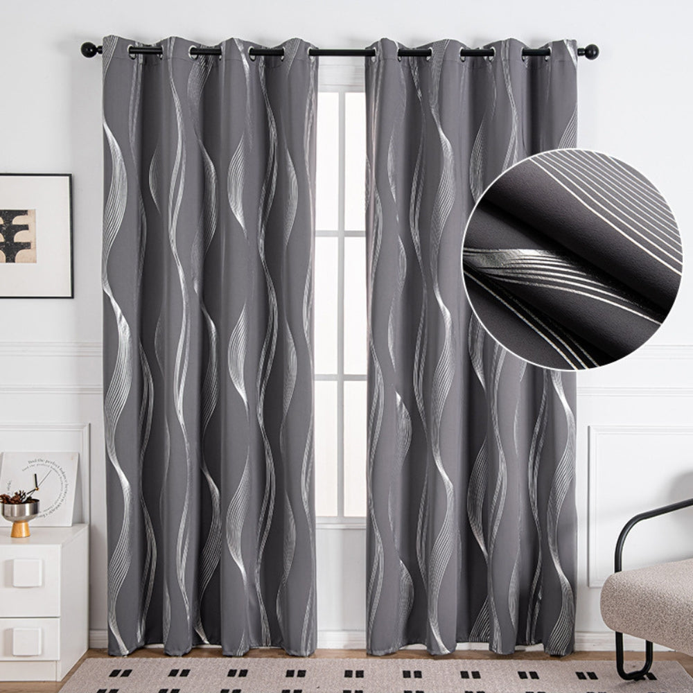 Elegant Wave Pattern Curtain - Blackout - Geometric Print - Room Darkening - Casa & Beyond - Image 5