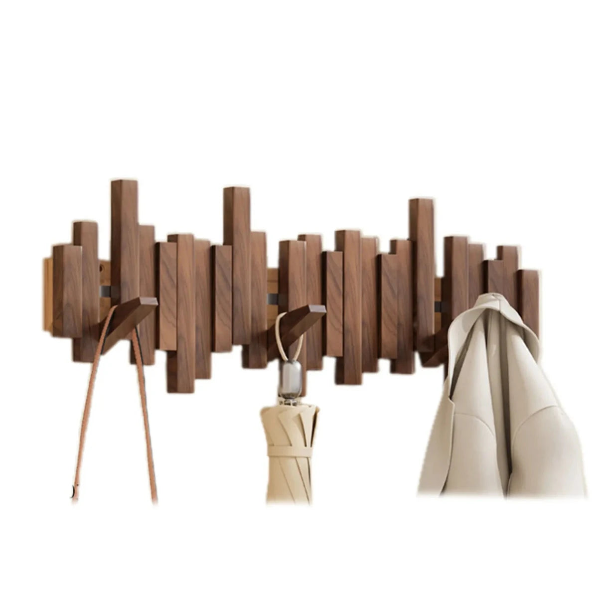 Elegant Wooden Coat Rack Piano Style - Walnut & Beech