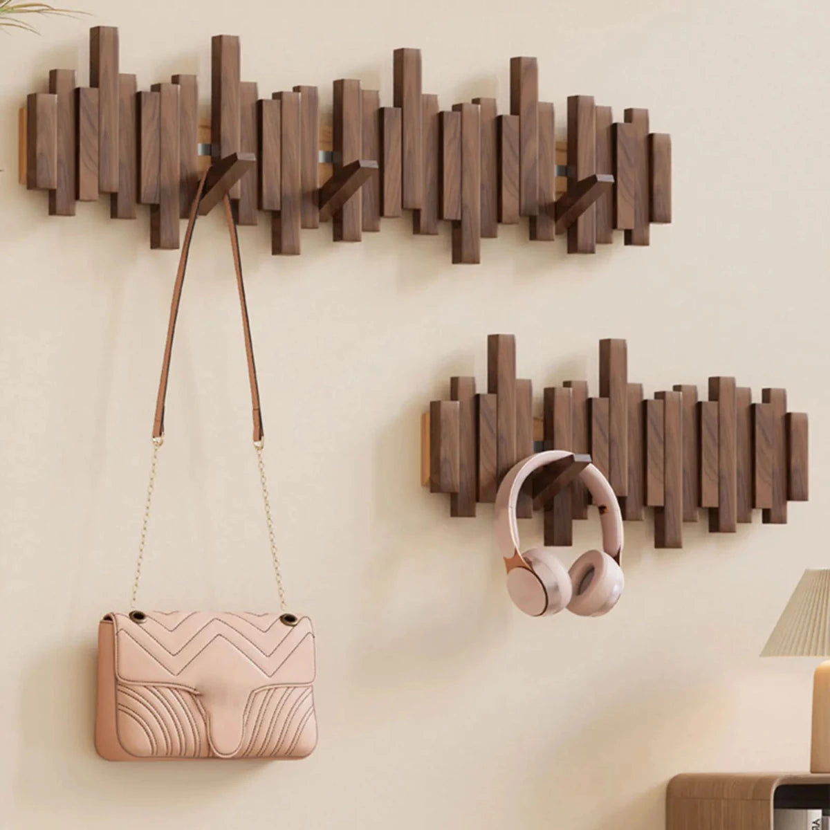 Elegant Wooden Coat Rack Piano Style - Walnut & Beech