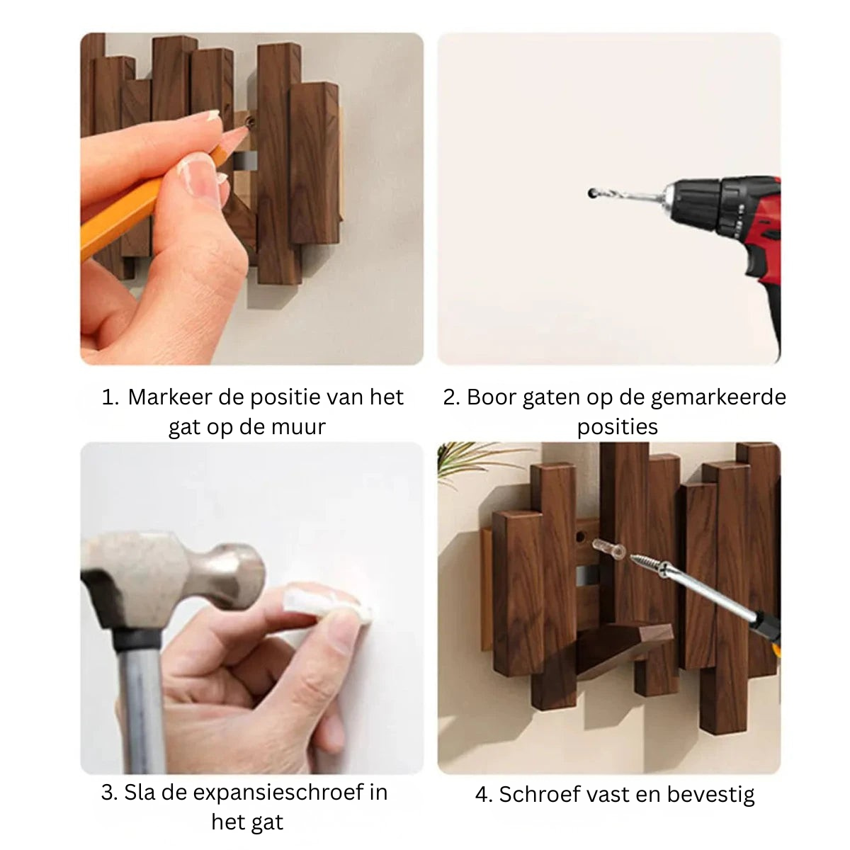 Elegant Wooden Coat Rack Piano Style - Walnut & Beech