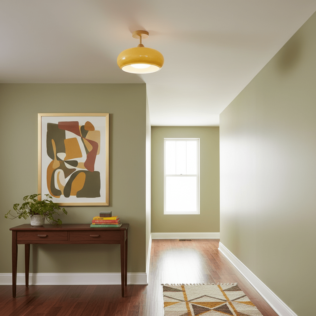 Elegant Wooden & Glass Dome Ceiling Light - Stylish Semi-Flush Mount - Image 5