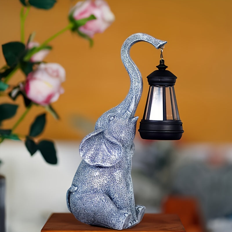 Elephant Garden Statue - Solar Lantern - Outdoor Decor - Weather Resistant Resin - Image 2