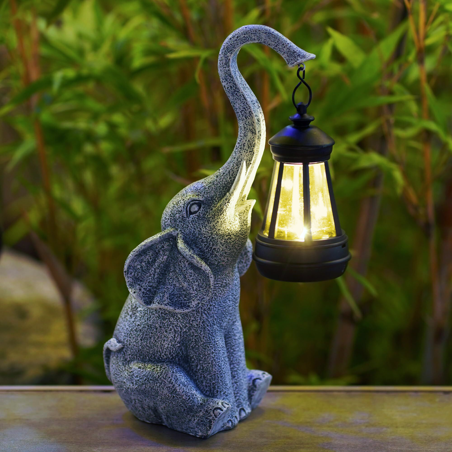 Elephant Garden Statue - Solar Lantern - Outdoor Decor - Weather Resistant Resin - Image 4