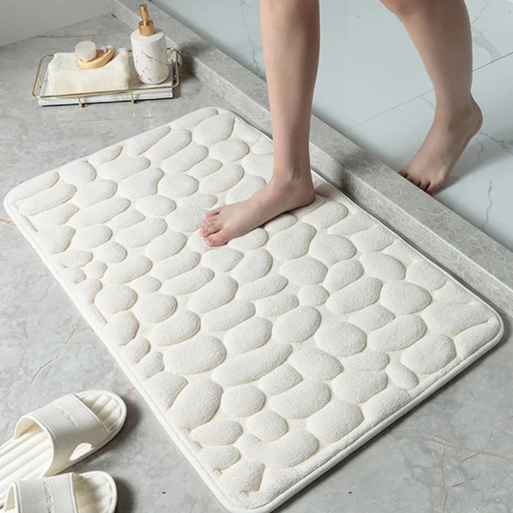 Embossed Bath Mat - Cobblestone Design - Stylish Versatile Mat - Image 1