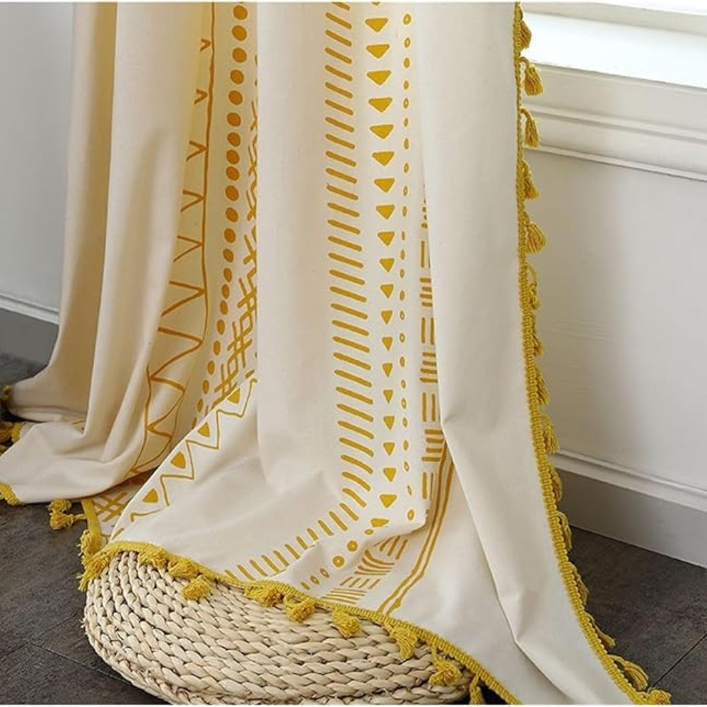 Embroidered Tassel Curtain - Bohemian Style - Microfiber Blackout Window Panel - Image 2
