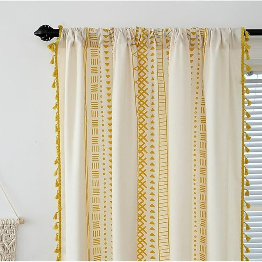 Embroidered Tassel Curtain - Bohemian Style - Microfiber Blackout Window Panel - Image 3