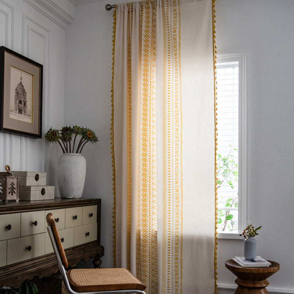 Embroidered Tassel Curtain - Bohemian Style - Microfiber Blackout Window Panel - Image 4