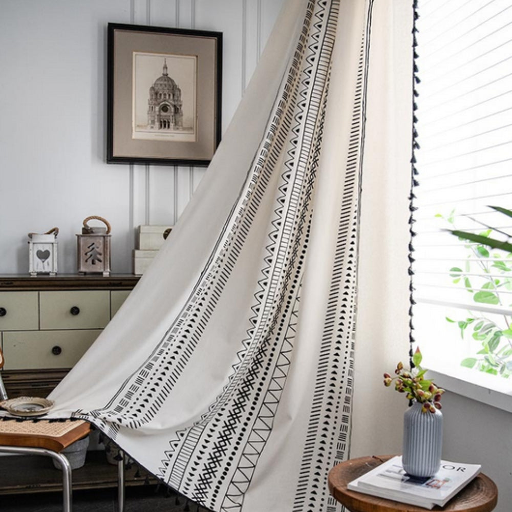Embroidered Tassel Curtain - Bohemian Style - Microfiber Blackout Window Panel - Image 6