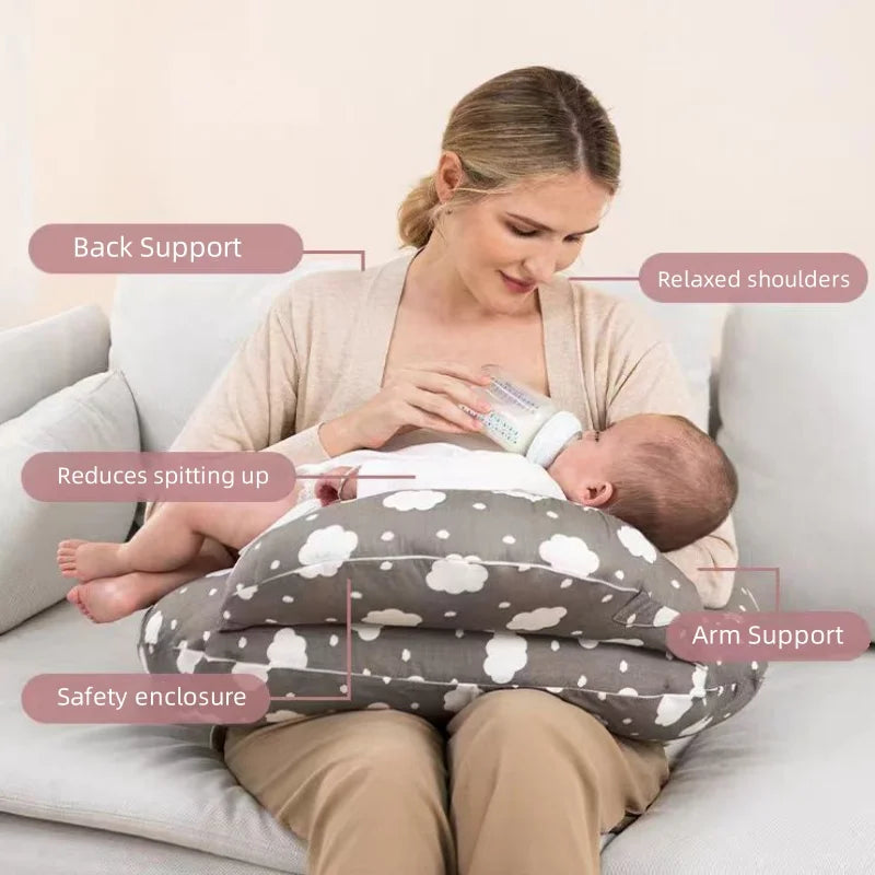 Ergonomic Baby Nursing Pillow Cover - Soft Cotton Pillowcase