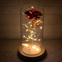 Eternal Rose - Gold Rose in Glass Dome with LED Lighting