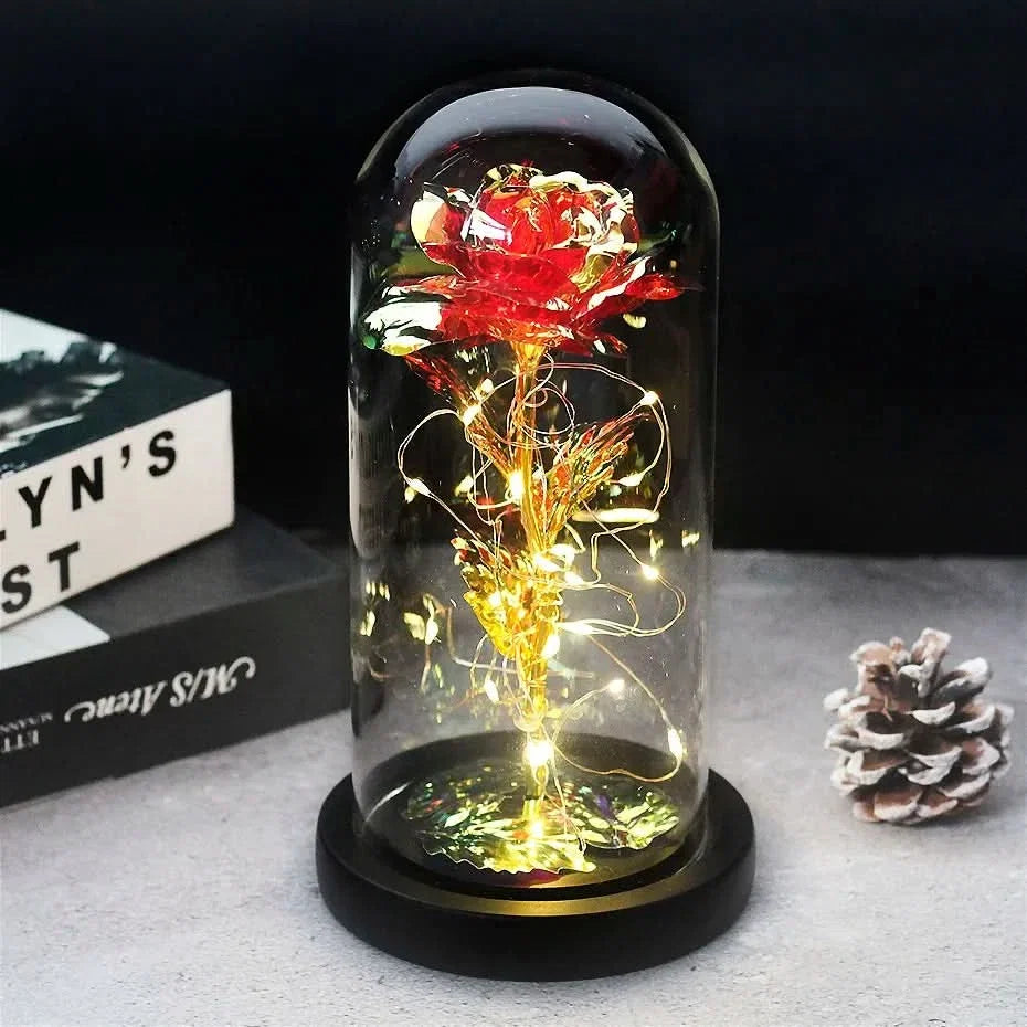 Eternal Rose in Glass Dome with LED Lights