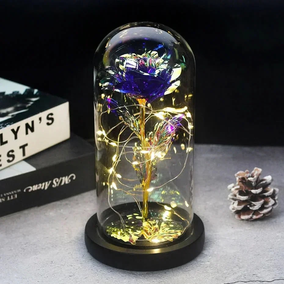 Eternal Rose in Glass Dome with LED Lights