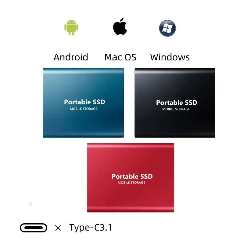 External SSD 2TB Portable Shockproof High-Speed Storage